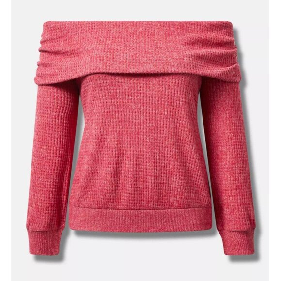 NWT Torrid 3 Brushed Waffle Off Shoulder Long Sleeve Top 3X 22 24 - Picture 5 of 9